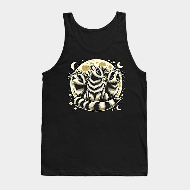 Raccoon Moon Howling Trio - Wildlife Lover Tank Top by JessArty